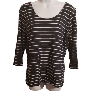 Coliseum Navy Blue & White Scoop Neck Top w/ Criss Cross Back Design. Size XXL.